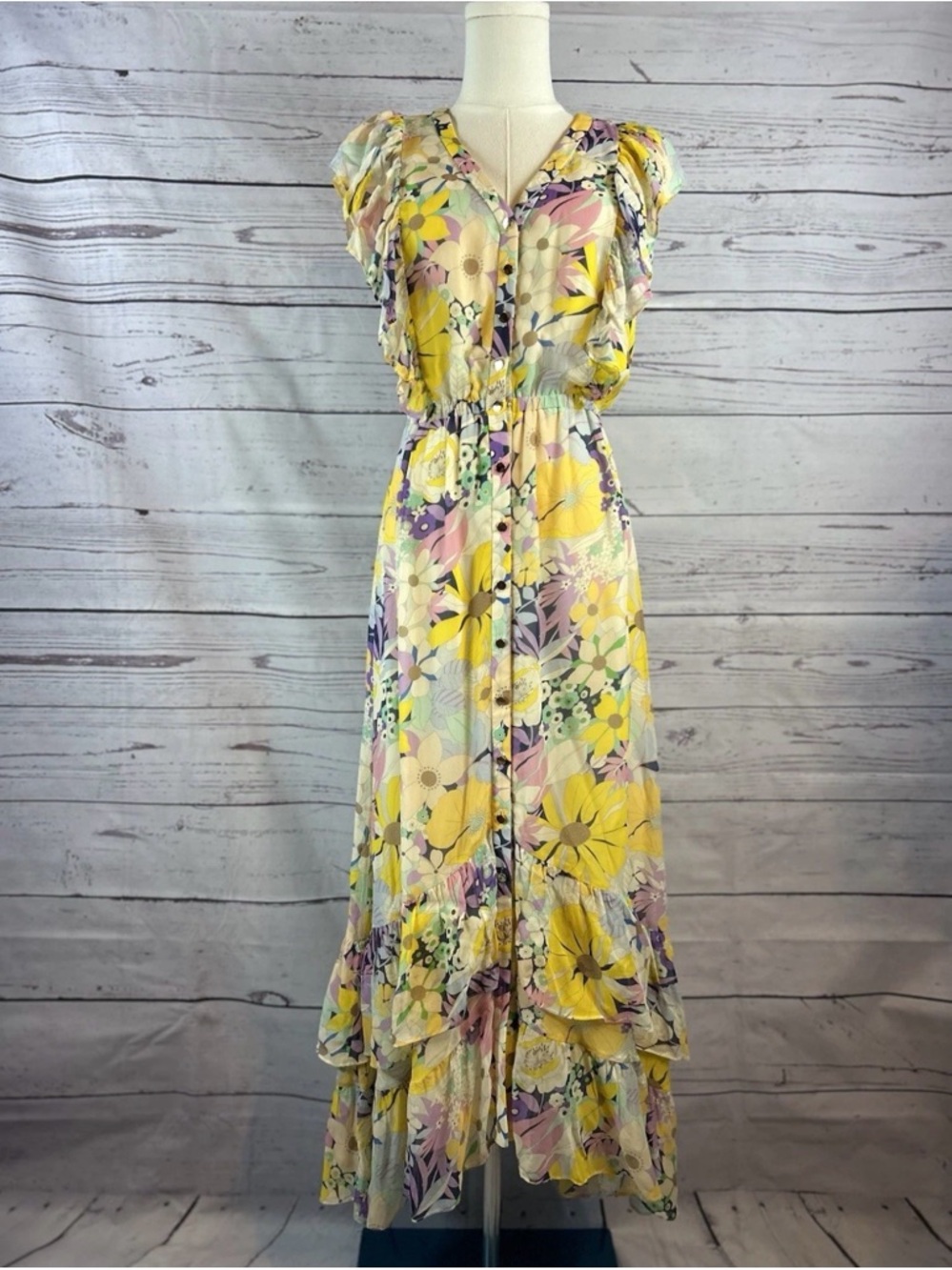 Shoshanna Floral Maxi Dress with Pastel Accents